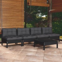 vidaXL 5 Piece Patio Lounge Set with Anthracite Cushions Pinewood