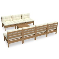 vidaXL 8 Piece Patio Lounge Set with Cream Cushions Pinewood