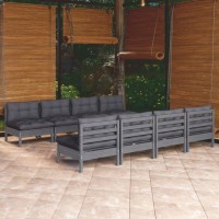 vidaXL 9 Piece Patio Lounge Set with Cushions Solid Pinewood