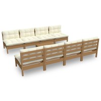 vidaXL 9 Piece Patio Lounge Set with Cushions Solid Pinewood