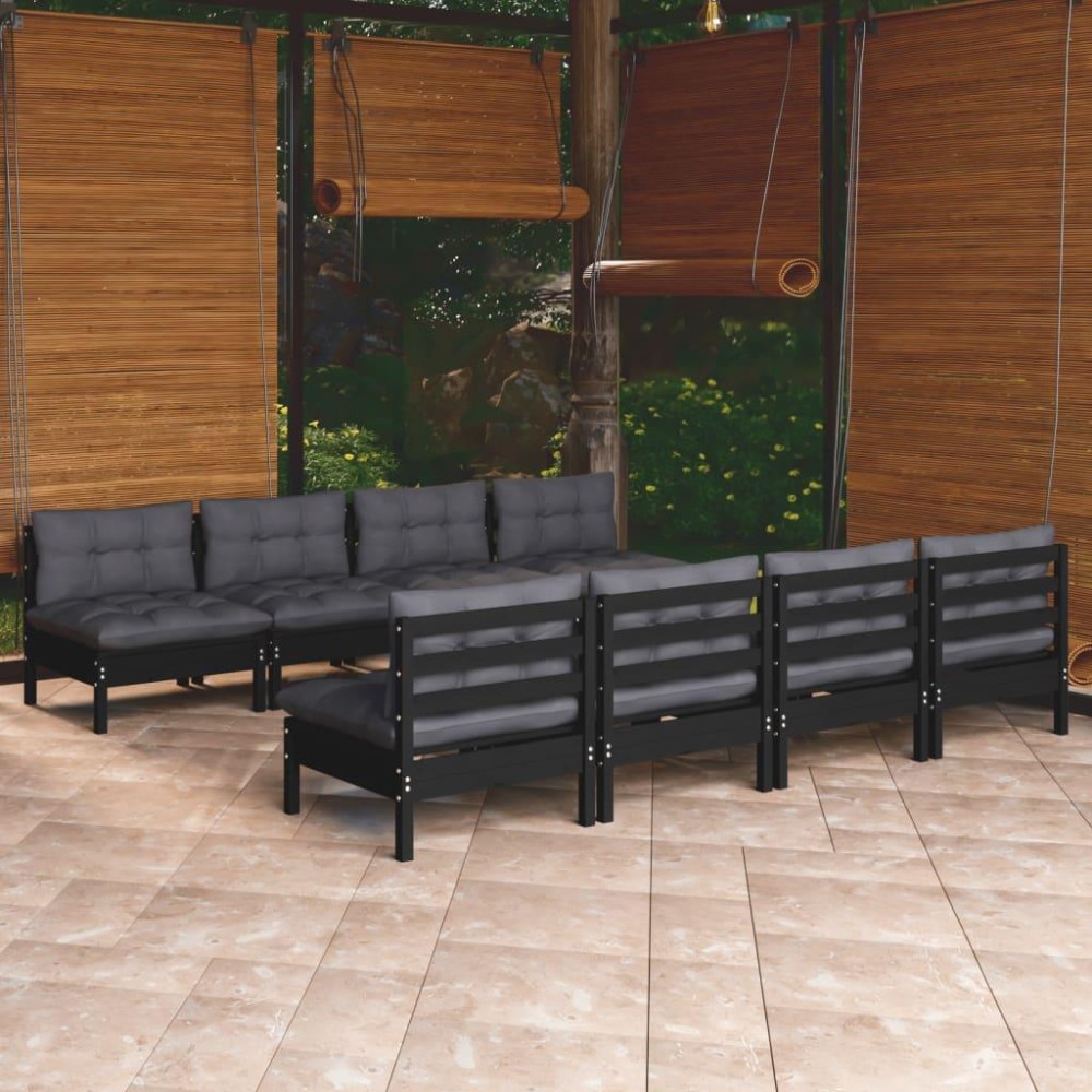 vidaXL 9 Piece Patio Lounge Set with Cushions Solid Pinewood