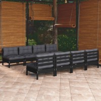 vidaXL 9 Piece Patio Lounge Set with Cushions Solid Pinewood