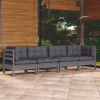 vidaXL 4 Piece Patio Lounge Set with Cushions Solid Pinewood