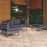 vidaXL 4 Piece Patio Lounge Set with Cushions Solid Pinewood