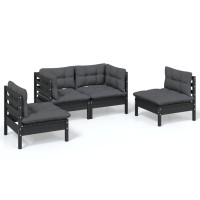 vidaXL 4 Piece Patio Lounge Set with Cushions Solid Pinewood