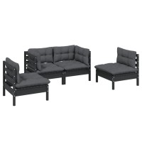 vidaXL 4 Piece Patio Lounge Set with Cushions Solid Pinewood