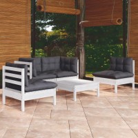 vidaXL 5 Piece Patio Lounge Set with Cushions Solid Pinewood