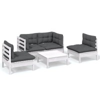 vidaXL 5 Piece Patio Lounge Set with Cushions Solid Pinewood