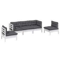 vidaXL 5 Piece Patio Lounge Set with Cushions Solid Pinewood