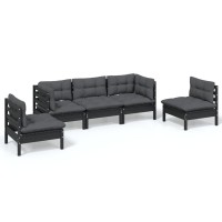 vidaXL 5 Piece Patio Lounge Set with Cushions Solid Pinewood