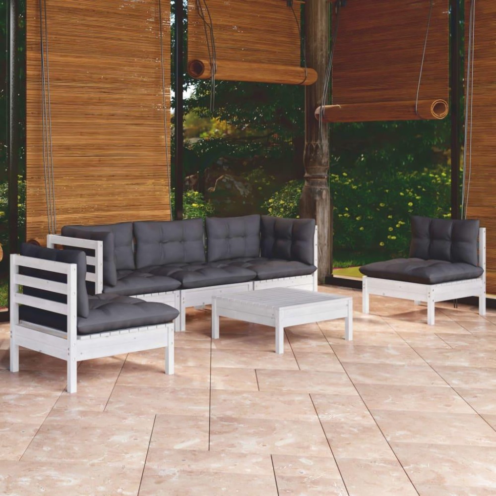 vidaXL 6 Piece Patio Lounge Set with Cushions Solid Pinewood