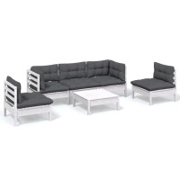 vidaXL 6 Piece Patio Lounge Set with Cushions Solid Pinewood