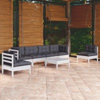 vidaXL 7 Piece Patio Lounge Set with Cushions Solid Pinewood