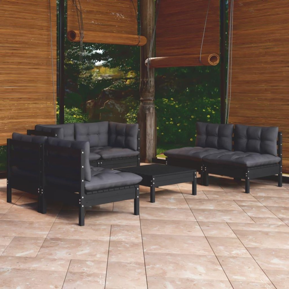 vidaXL 7 Piece Patio Lounge Set with Cushions Solid Pinewood