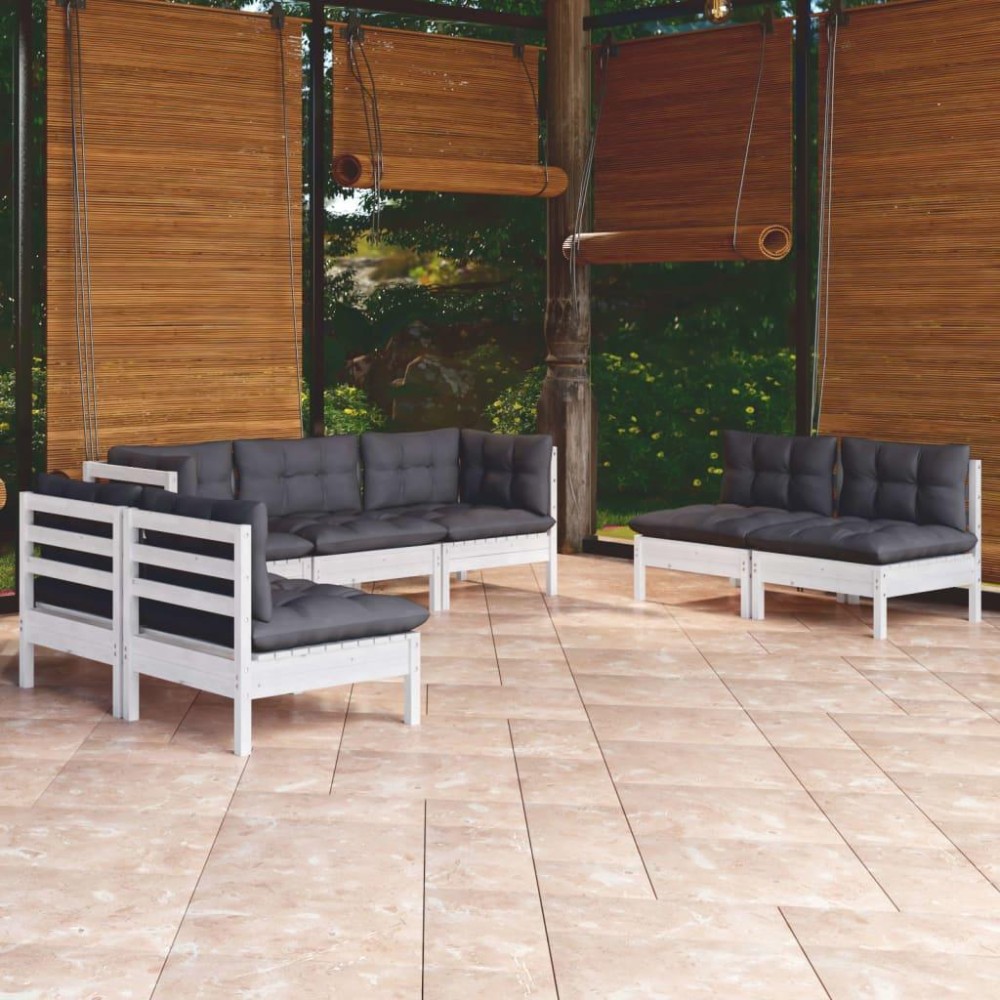 vidaXL 7 Piece Patio Lounge Set with Cushions Solid Pinewood