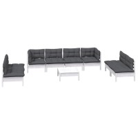 vidaXL 9 Piece Patio Lounge Set with Cushions Solid Pinewood