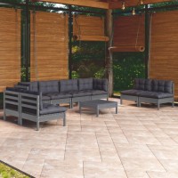 vidaXL 9 Piece Patio Lounge Set with Cushions Solid Pinewood