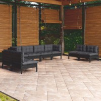 vidaXL 9 Piece Patio Lounge Set with Cushions Solid Pinewood