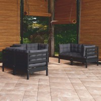 vidaXL 6 Piece Patio Lounge Set with Cushions Solid Pinewood