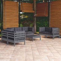 vidaXL 8 Piece Patio Lounge Set with Cushions Solid Pinewood