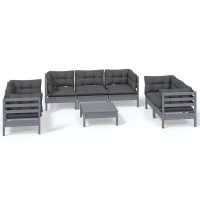 vidaXL 8 Piece Patio Lounge Set with Cushions Solid Pinewood