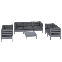 vidaXL 8 Piece Patio Lounge Set with Cushions Solid Pinewood