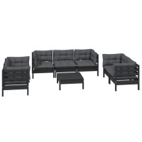 vidaXL 8 Piece Patio Lounge Set with Cushions Solid Pinewood