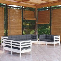 vidaXL 8 Piece Patio Lounge Set with Cushions Solid Pinewood