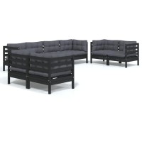 vidaXL 8 Piece Patio Lounge Set with Cushions Solid Pinewood