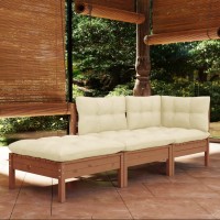 vidaXL 3 Piece Patio Lounge Set with Cushions Solid Pinewood