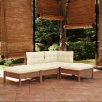 vidaXL 4 Piece Patio Lounge Set with Cushions Solid Pinewood