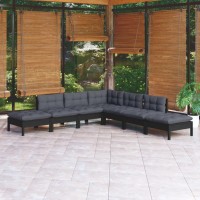 vidaXL 7 Piece Patio Lounge Set with Cushions Black Pinewood