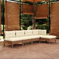 vidaXL 5 Piece Patio Lounge Set with Cushions Honey Brown Pinewood