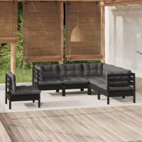 vidaXL 5 Piece Patio Lounge Set with Cushions Black Pinewood