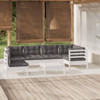 vidaXL 7 Piece Patio Lounge Set with Cushions White Pinewood