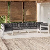 vidaXL 7 Piece Patio Lounge Set with Cushions White Pinewood