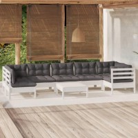 vidaXL 8 Piece Patio Lounge Set with Cushions White Pinewood