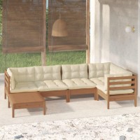 vidaXL 6 Piece Patio Lounge Set with Cushions Honey Brown Pinewood