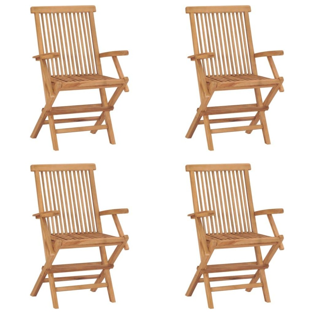 Vidaxl Folding Patio Chairs 4 Pcs Solid Teak Wood