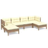 vidaXL 6 Piece Patio Lounge Set with Cushions Honey Brown Pinewood