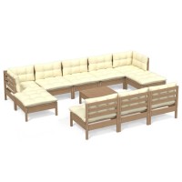 vidaXL 11 Piece Patio Lounge Set with Cushions Honey Brown Pinewood