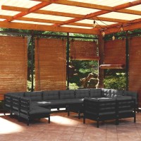 vidaXL 13 Piece Patio Lounge Set with Cushions Black Pinewood