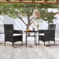 vidaXL 3 Piece Patio Dining Set Poly Rattan Black