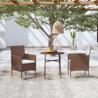 vidaXL 3 Piece Patio Dining Set Poly Rattan Brown