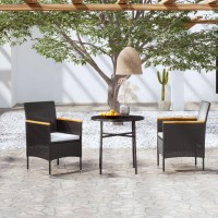 vidaXL 3 Piece Patio Dining Set Poly Rattan Black