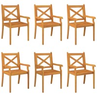 Vidaxl Patio Dining Chairs 6 Pcs Solid Wood Acacia