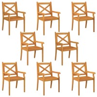 Vidaxl Patio Dining Chairs 8 Pcs Solid Wood Acacia