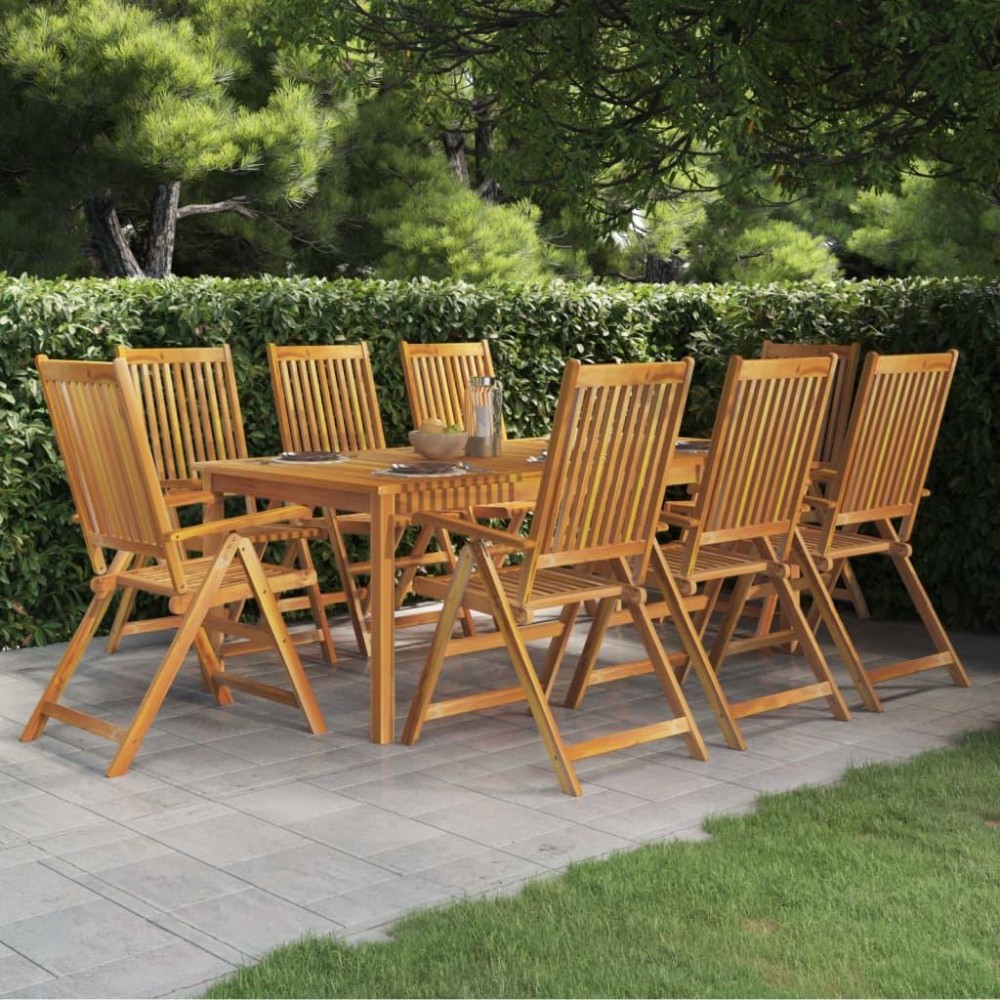 Vidaxl 9 Piece Patio Dining Set Solid Wood Acacia