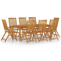 Vidaxl 9 Piece Patio Dining Set Solid Wood Acacia