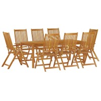 Vidaxl 9 Piece Patio Dining Set Solid Wood Acacia